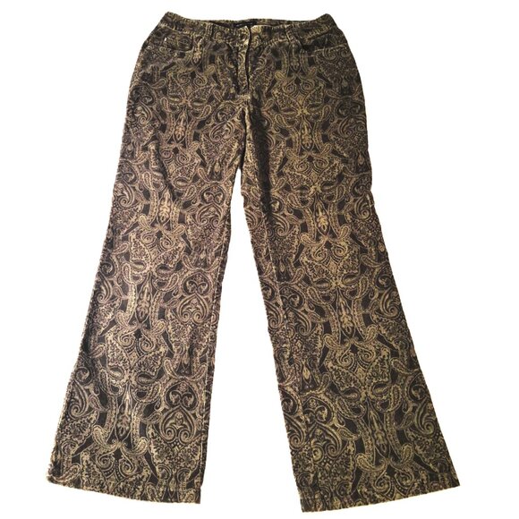 Jeanne Pierre Vintage Y2K Boho Hippie Festival Flared Paisley Corduroy Velvet - Picture 1 of 15